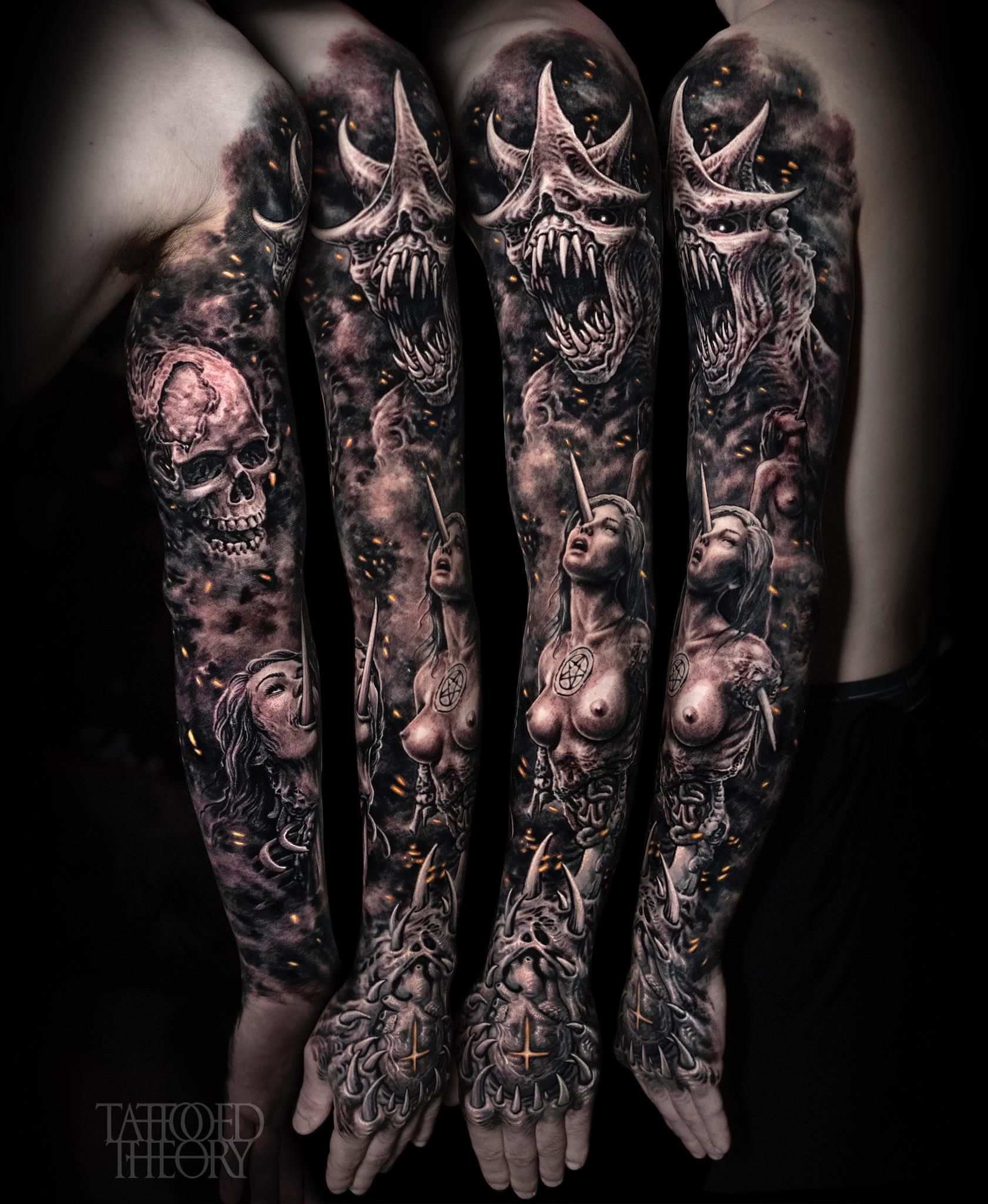 Pin By Fzest On Tattoo Demon Tattoo Half Sleeve Tattoo Angels And Demons