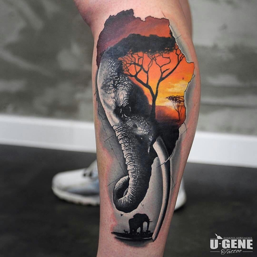 Pin By Star Moon On 3D Realism Ink Elephant Tattoo Design