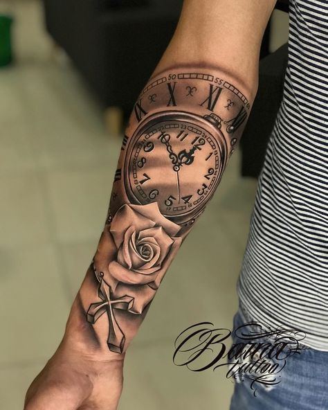 Pin On Orlan Clock Tattoo Sleeve Sleeve Tattoos Clock And Rose Tattoo