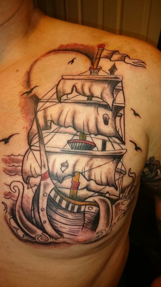 Pirate Ship Chest Tattoos