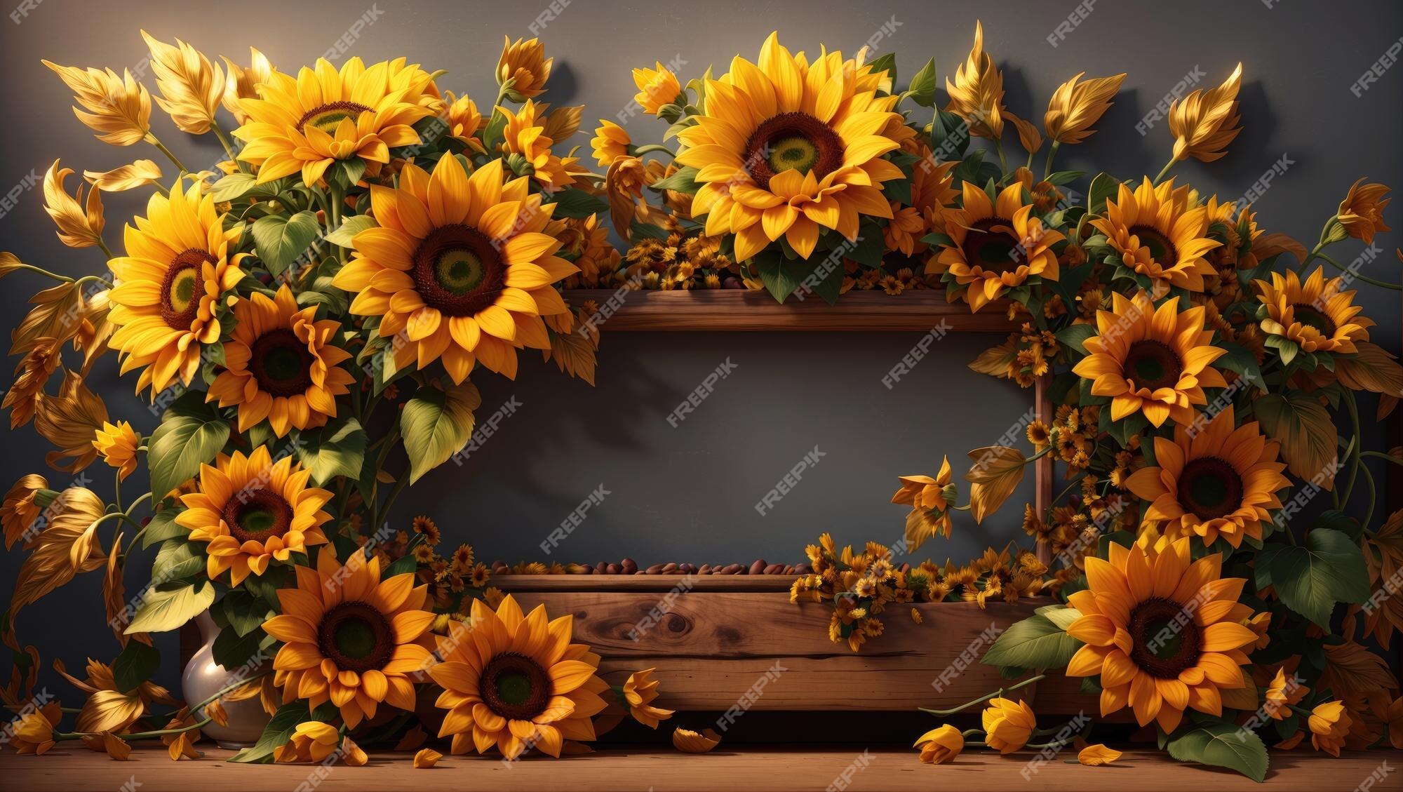 Premium Ai Image Sunflower Symphony Nature S Artistry In A Border