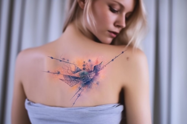 Premium Ai Image Tattoo Design Of An Enchanting Fairy With Delicate Wings Ai Generated