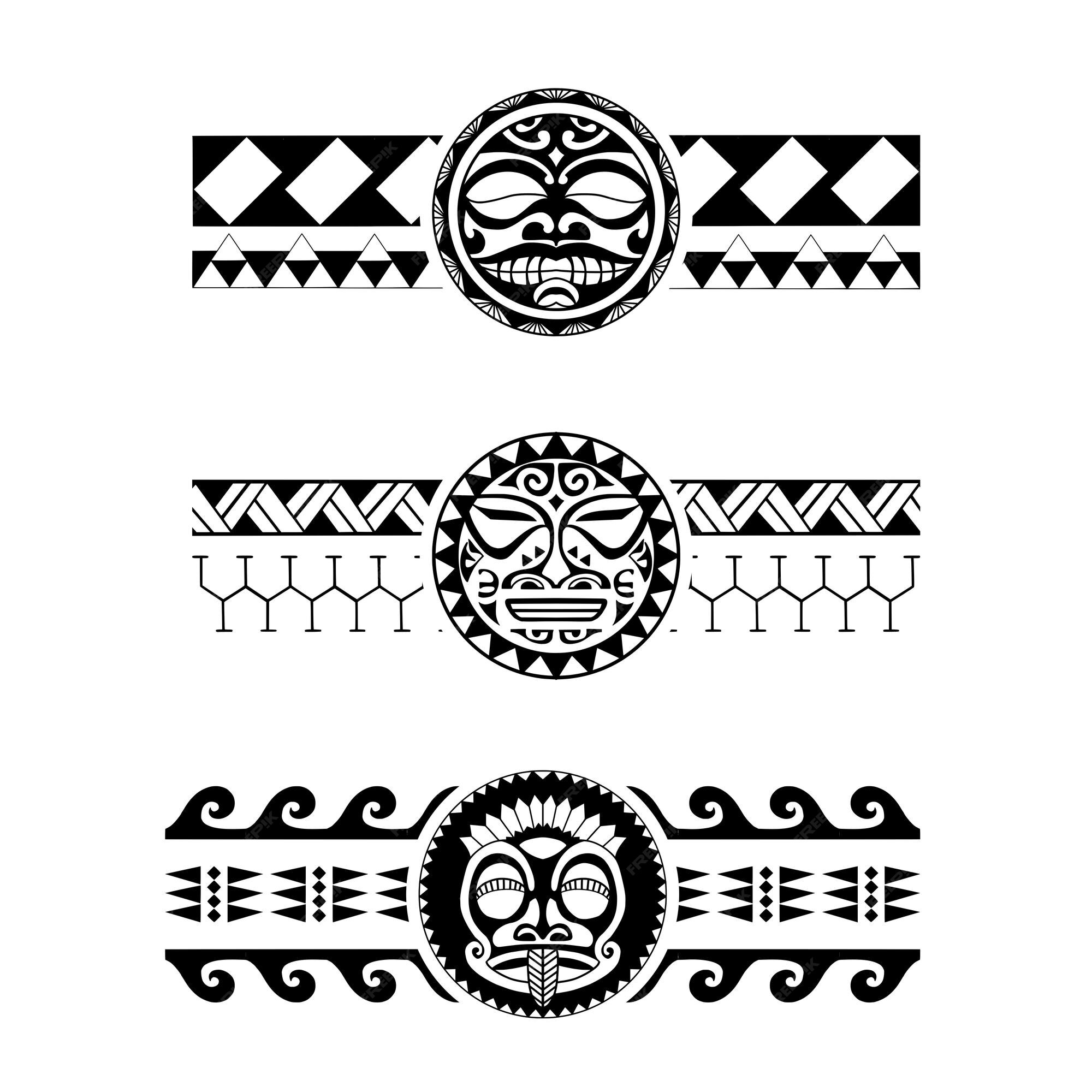 Premium Vector Polynesian Armband Tattoo Stencil Set Pattern Samoan