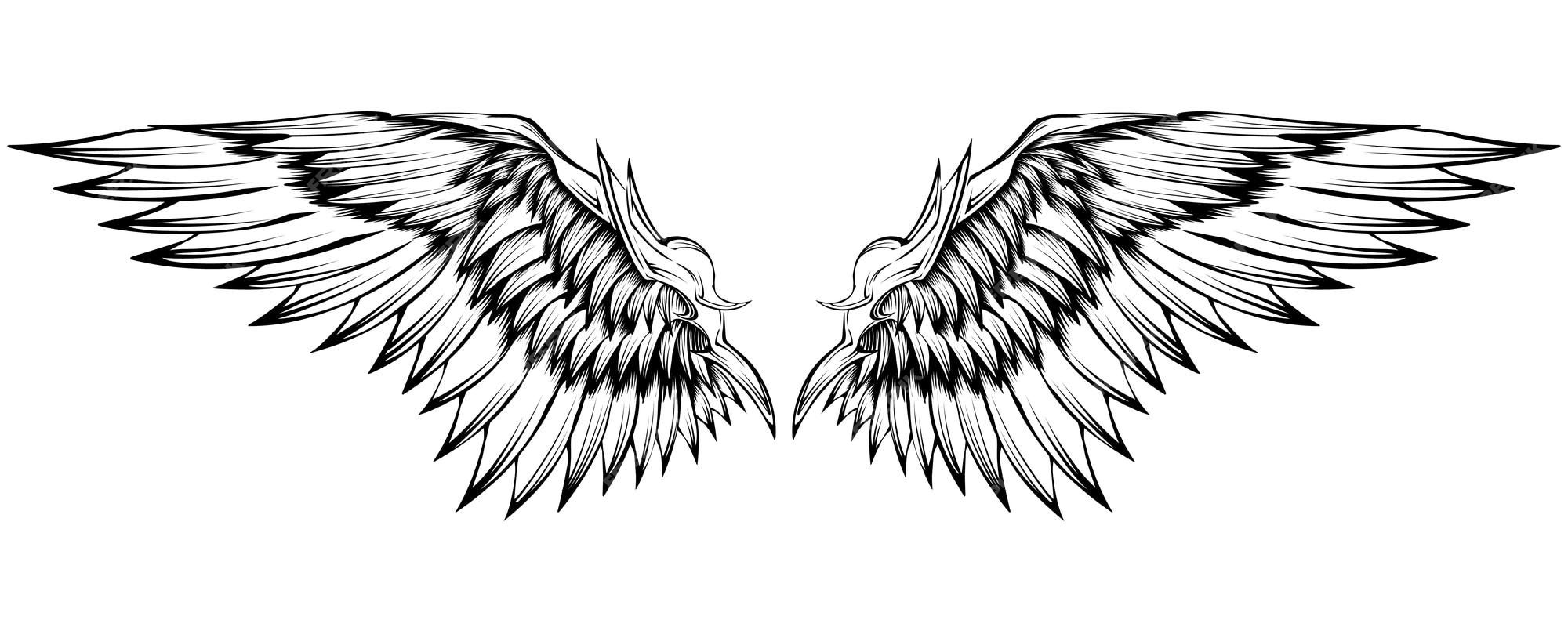 Premium Vector Vector Angel Wings Tattoo Design