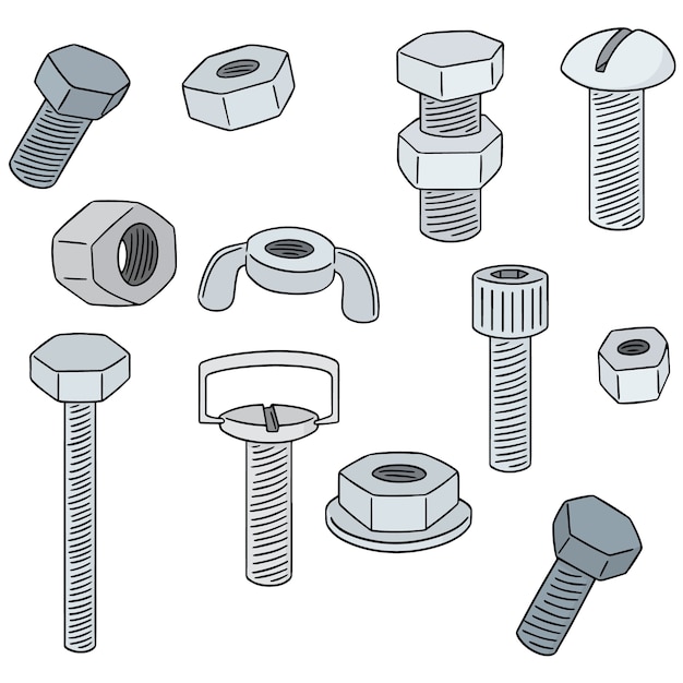 Premium Vector Vector Set Of Bolt And Nut In 2024 Screws And Bolts