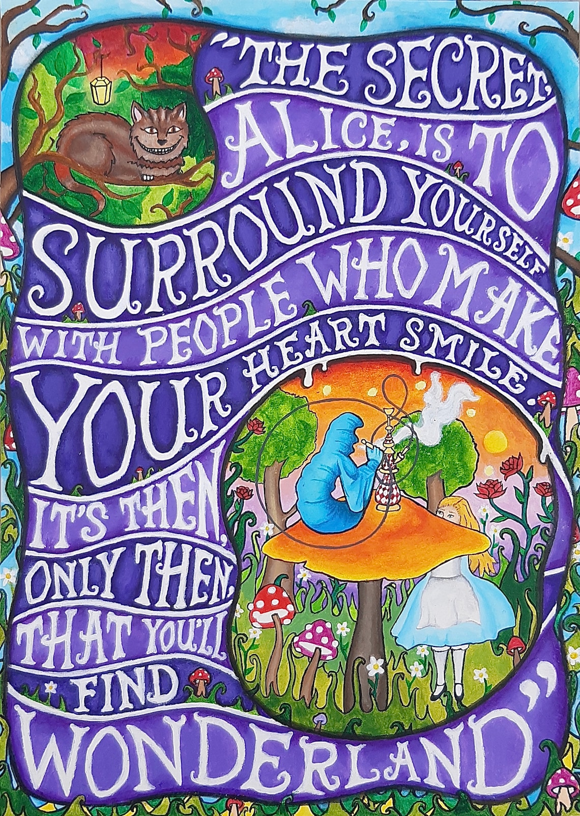 Print Of Psychedelic Trippy Alice In Wonderland Quote Etsy