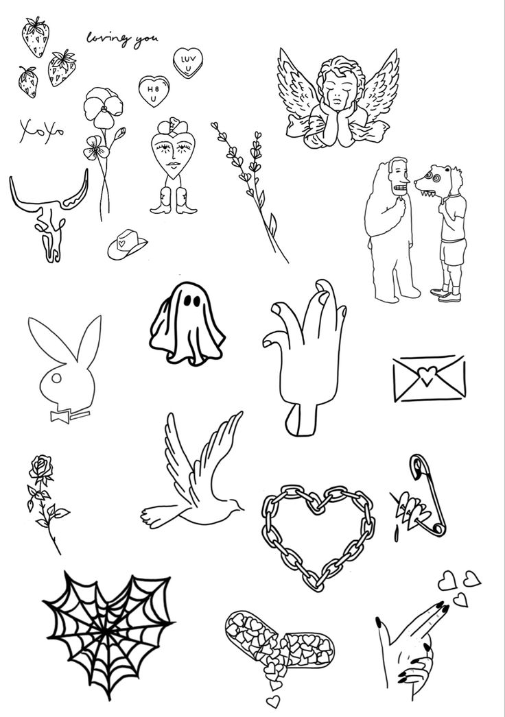 Random Tattoo Flash Sheet In 2022 Cute Tiny Tattoos Cute Small