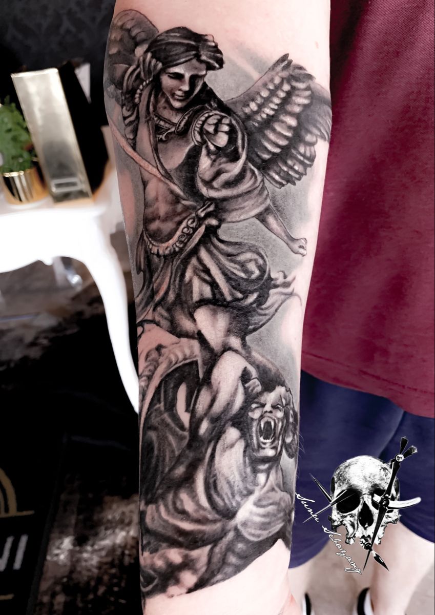 Realism Angel And Demon Tattoo Demon Tattoo Angel Demon Tattoo