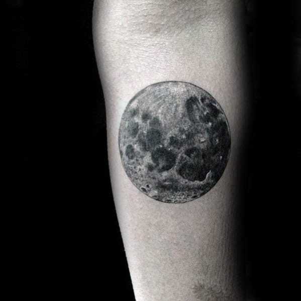 Realistic Full Moon Tattoo On The Right Forearm By Jak Tattoos Crow