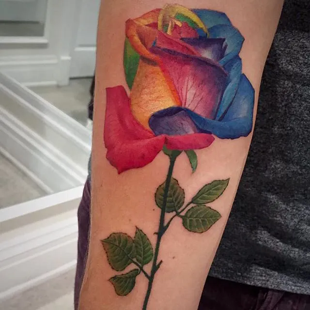 Realistic Rainbow Rose Tattoo Ulucha Powiesc