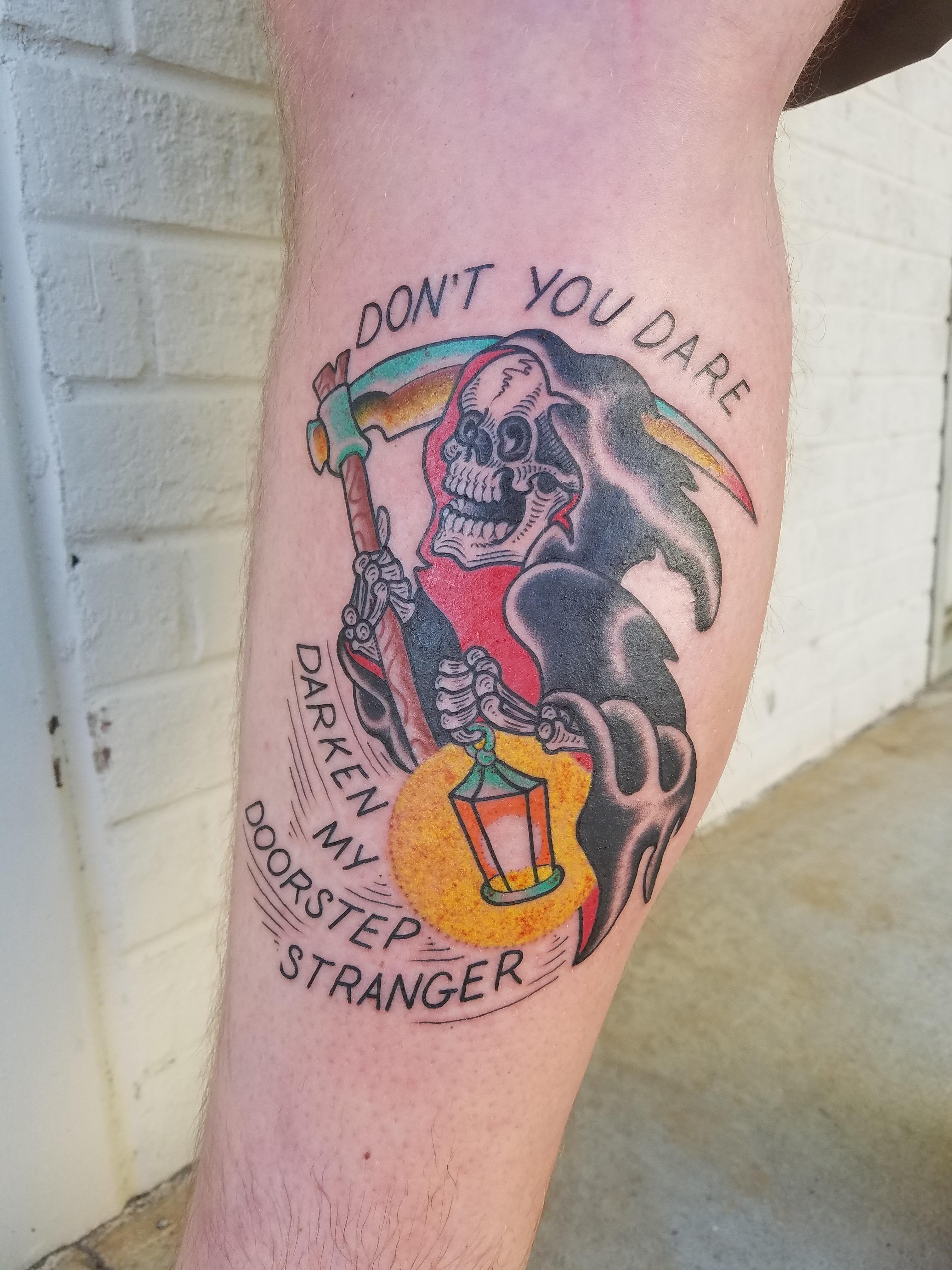 Reaper With Silent Planet Lyrics By Joe Almquist At Blue Flame Tattoo In Raleigh Nc Blue Flame