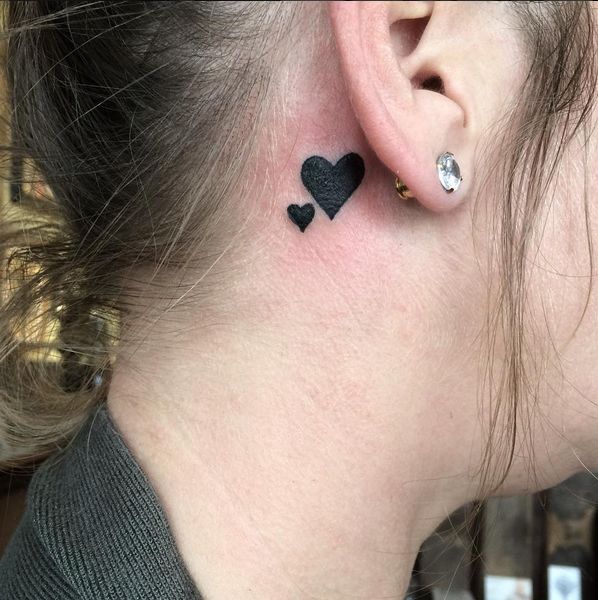 Red Heart Tattoo Behind The Ear