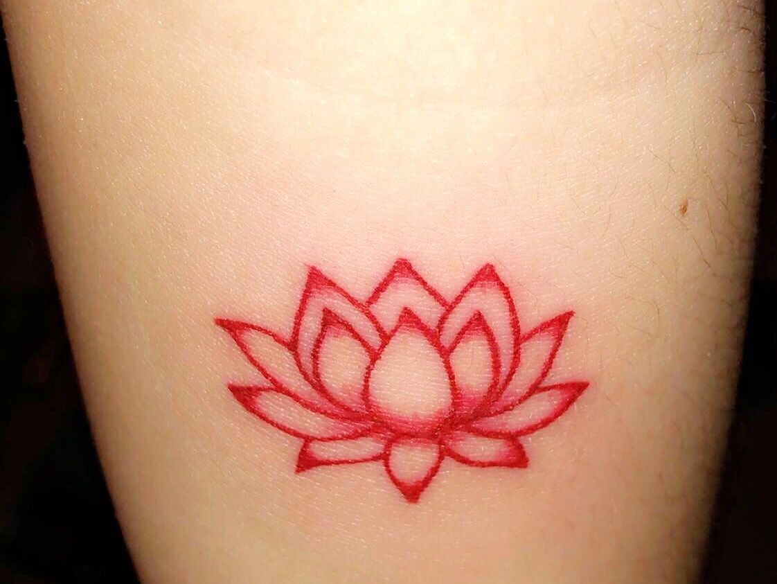 Red Lotus Flower Tattoo Men