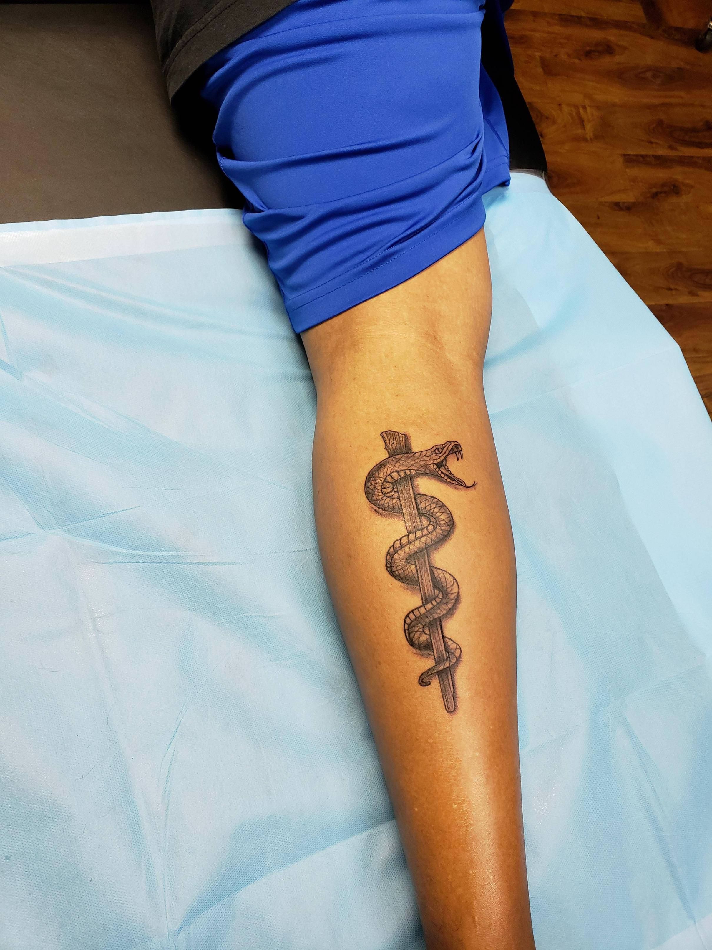 Rod Of Asclepius Living Shadows Tattoos