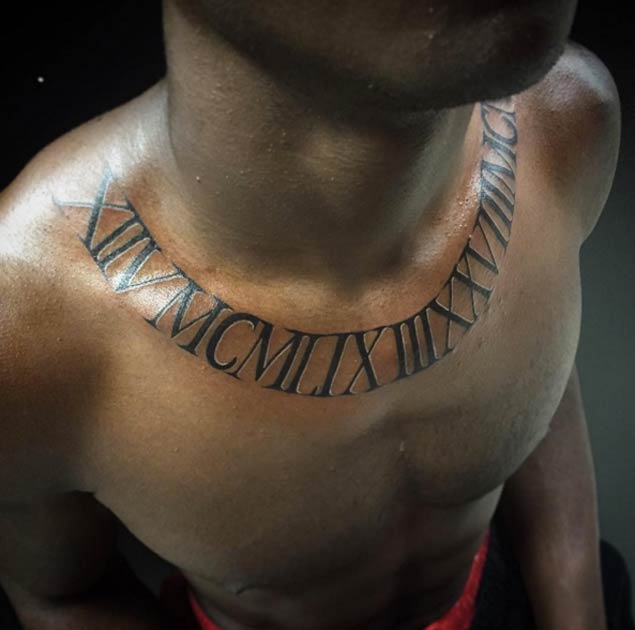 7 Stunning Roman Numeral Chest Tattoo Designs