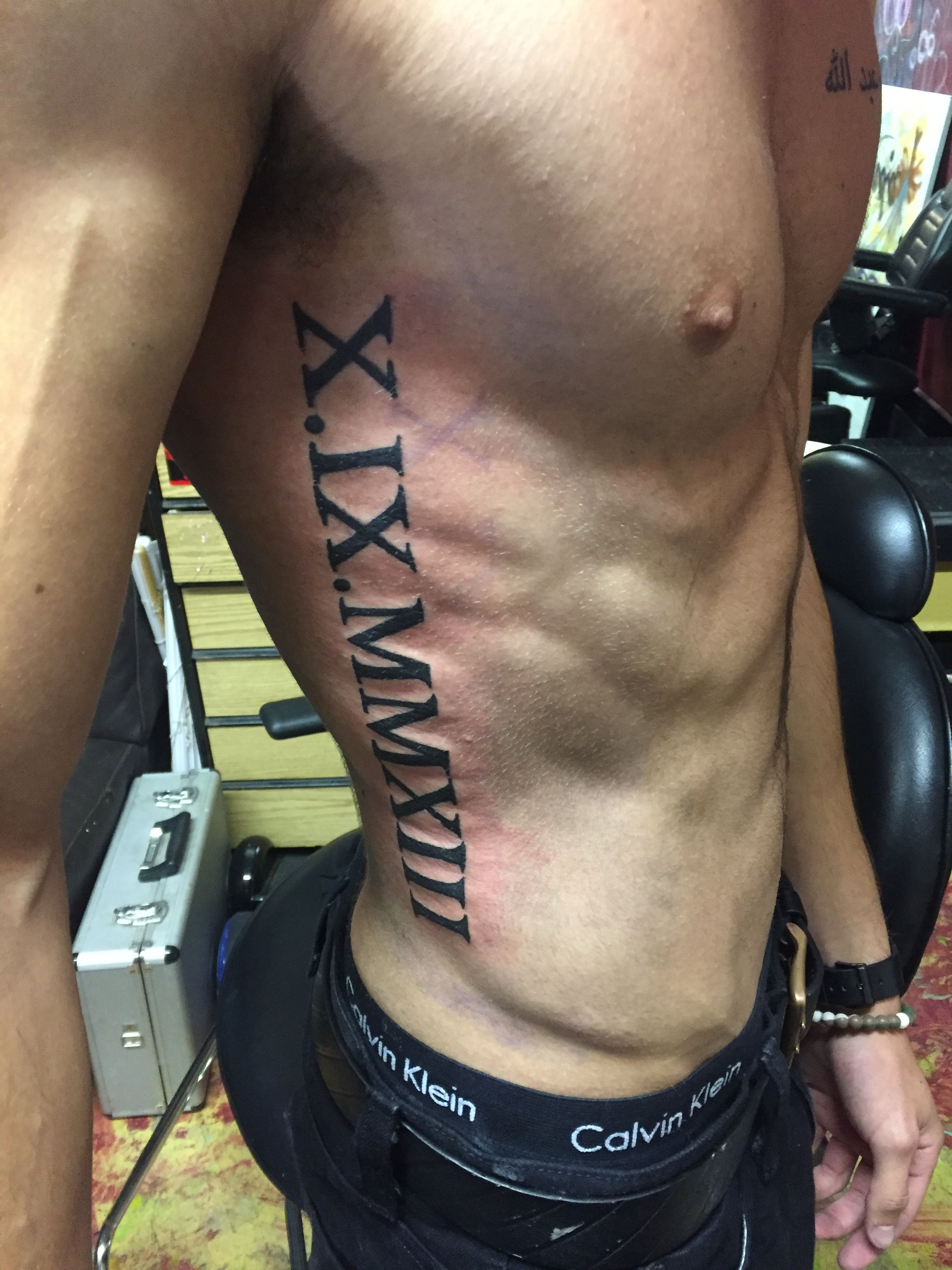 Roman Numerals Tattoo Rib Cage Memorial Quote Black Ribcage Tattoo Tattoo Quotes For Men Rib