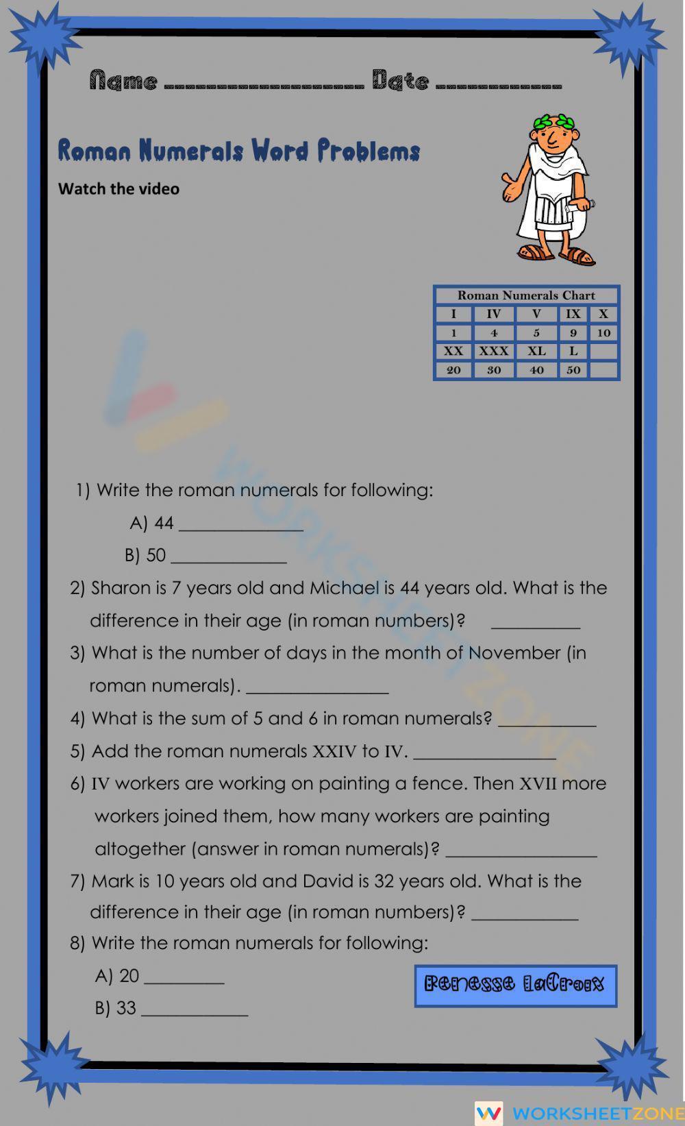 Roman Numerals Teacherspayteachers Com Roman Numerals Word Problems All About Me Preschool