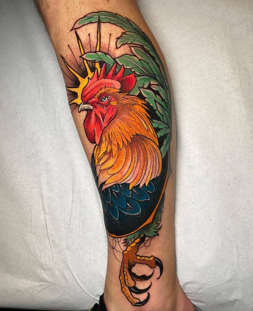 Rooster Tattoo Neo Traditional Tattoo Traditonal Tattoo