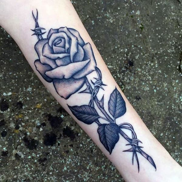 Rose and Barbed Wire Tattoo: Meaning and Designs