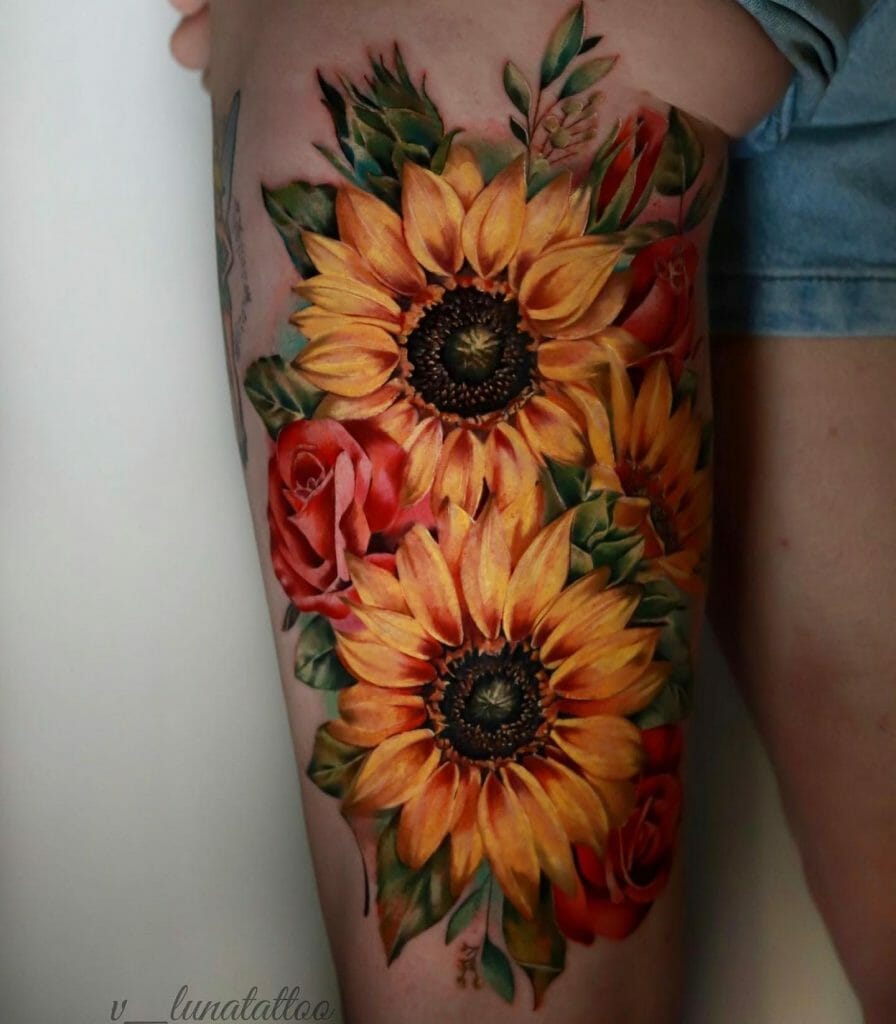 Rose And Sunflower Tattoo By Jesse Neumann Tattoos