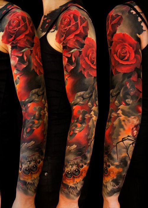 Rose Tattoo Sleeve Sleeve Tattoos Realistic Rose Tattoo Tattoo