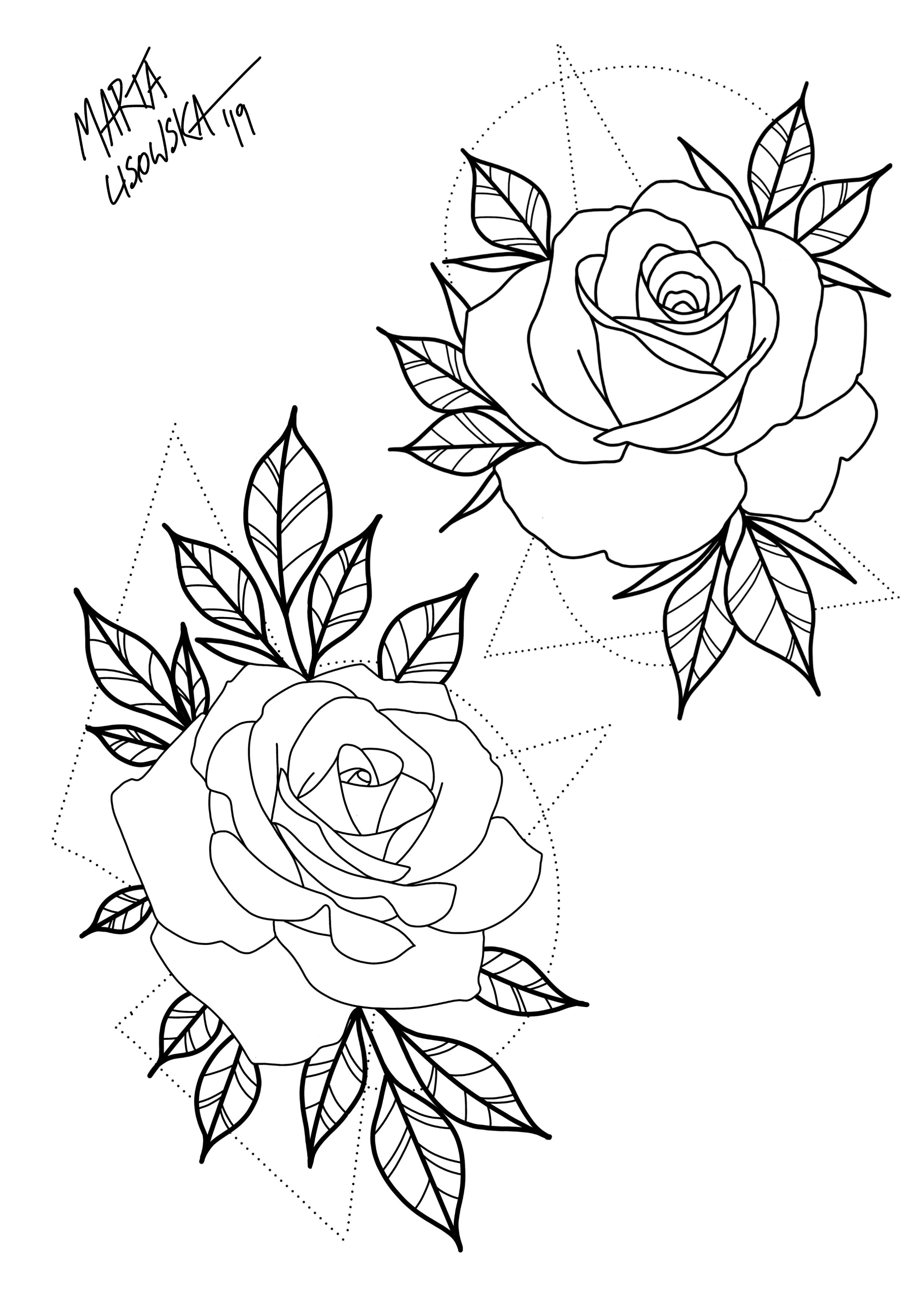 Rose Tattoo Stencil Traditional Tattoo Design