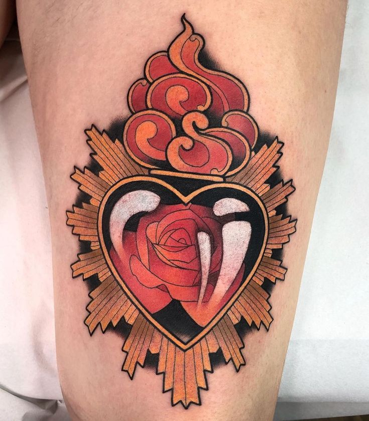 Sacred Heart Neotraditional Tattoo Design Tattoovox Professional