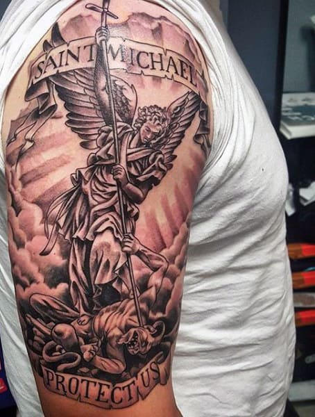 Saint Michael Tattoo Drawing Forearm