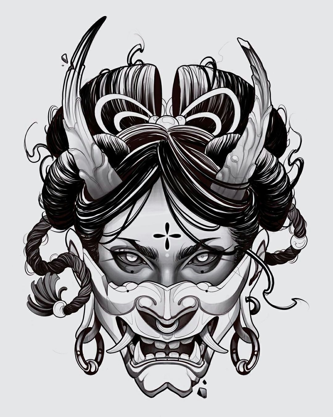 5 Stunning Samurai Oni Mask Tattoo Ideas