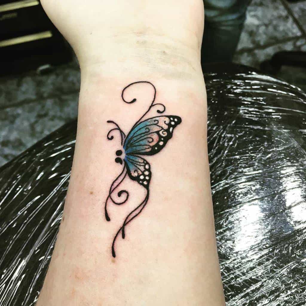 Semi Colon Butterfly Tattoo: Symbol of Transformation and Hope