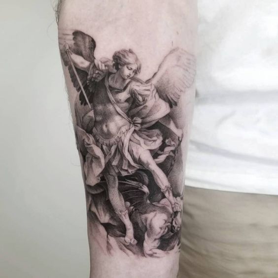 Share 69 Saint Michael The Archangel Tattoo Forearm In Cdgdbentre