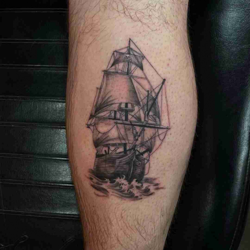 Share More Than 68 Small Pirate Ship Tattoo In Cdgdbentre