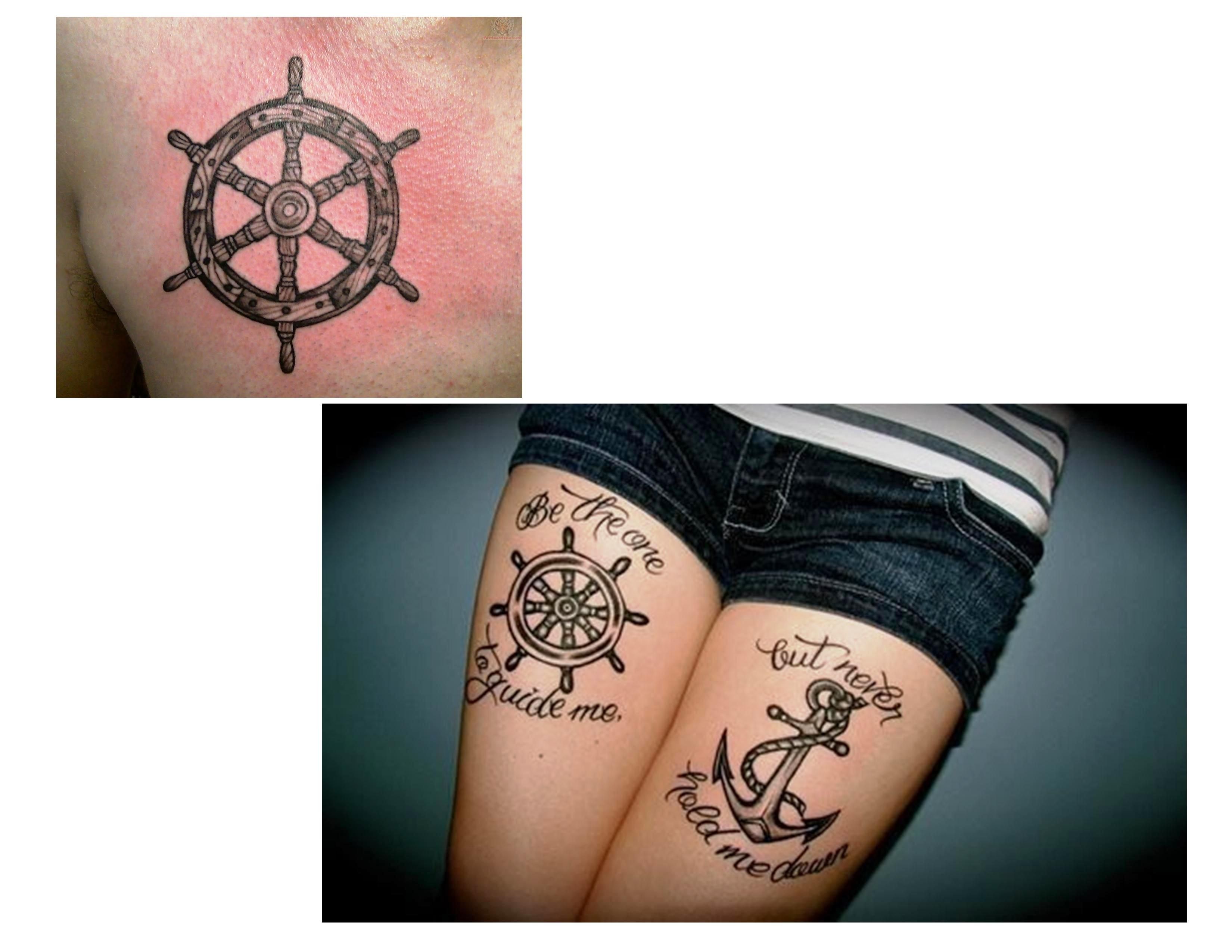 Ship Steering Wheel Tattoo Female