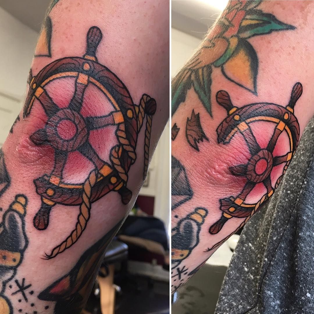 Ship Wheel Tattoo Traditional