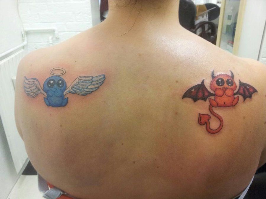 Shoulder Angel And Devil Tattoo Ideas and Inspiration