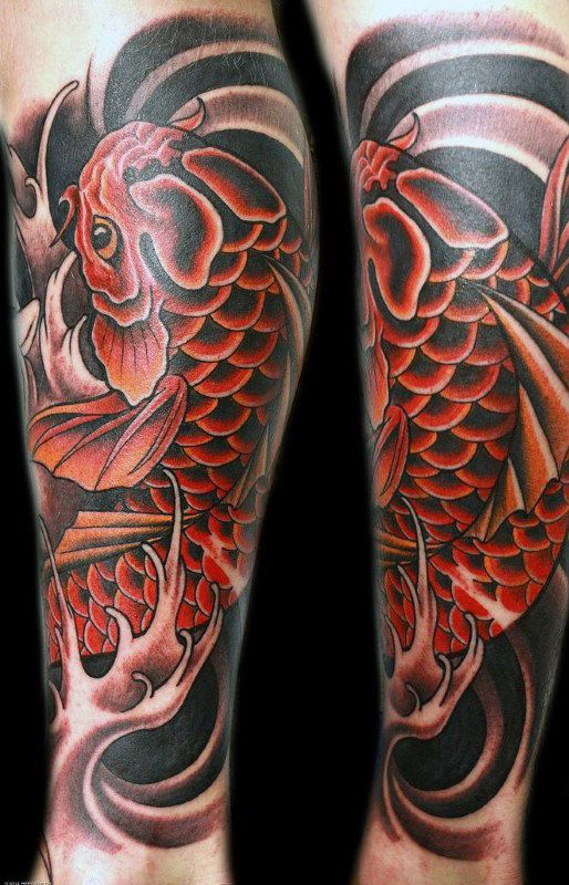 Si Monk Amazing Art Of Thigh Japanese Tattoo Ideas With Koi Fish