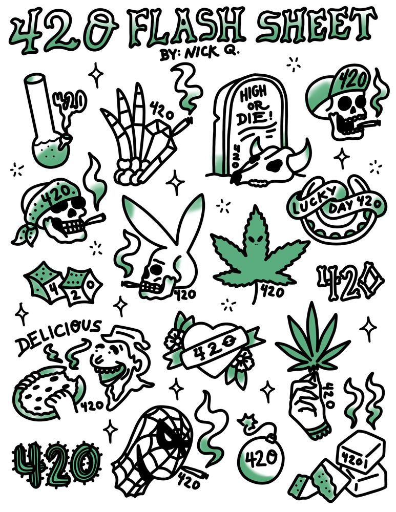 Simple 420 Tattoo Designs Printable Calendars At A Glance