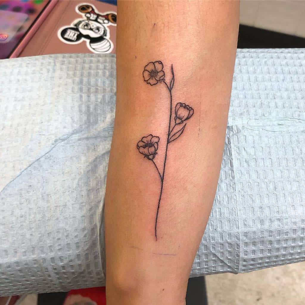 Simple Flower Forearm Tattoos