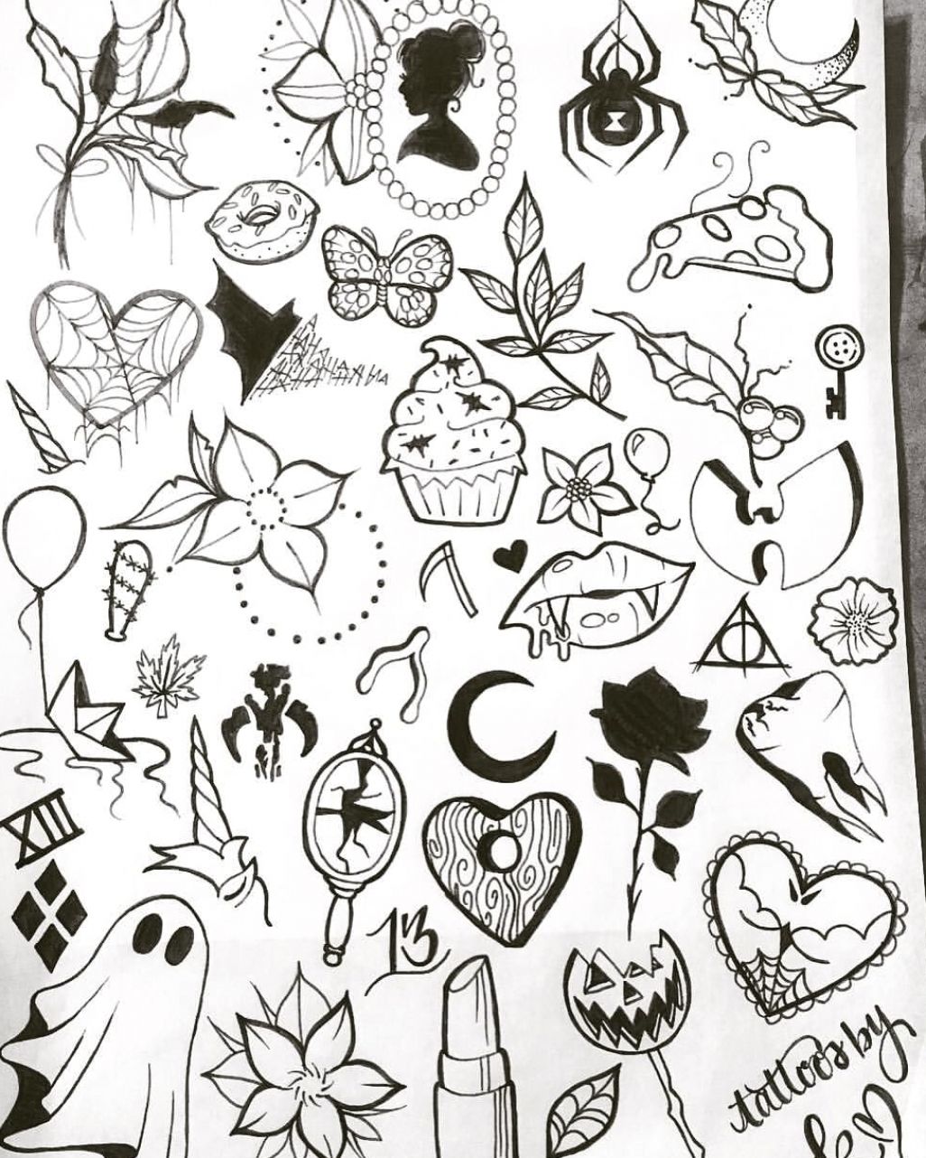 Simple Tattoo Flash Sheets for Beginners