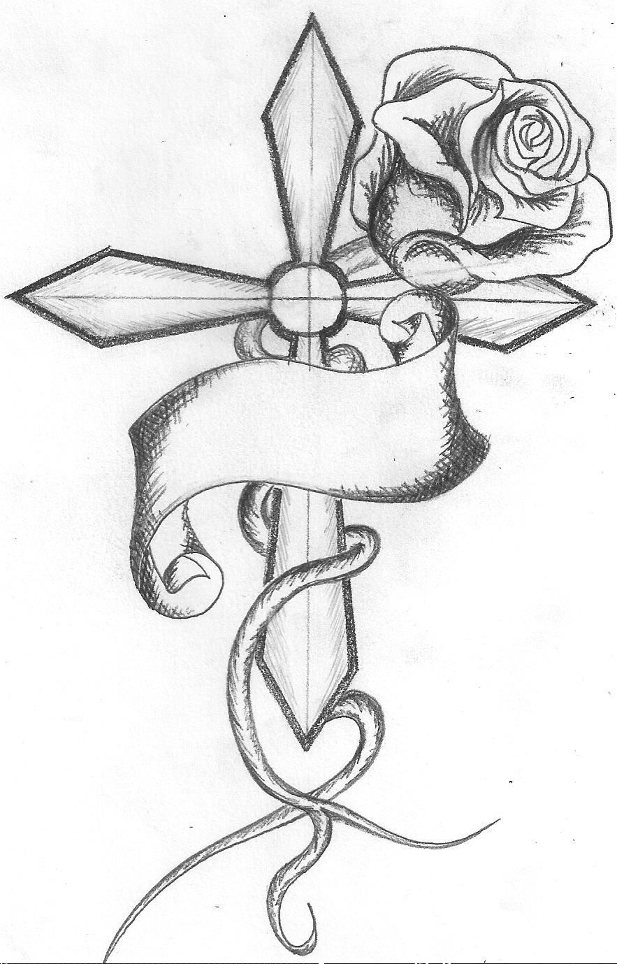 Sketches Of Crosses Roses And Crosses Drawings Pictures Tattoos