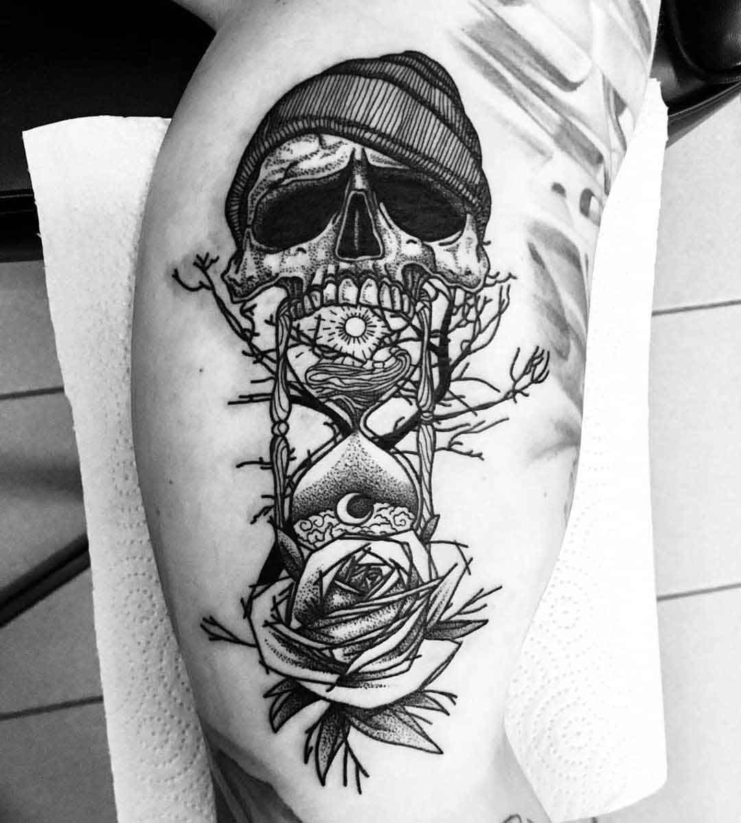 Skull And Hourglass Tattoo Meaning and Designs