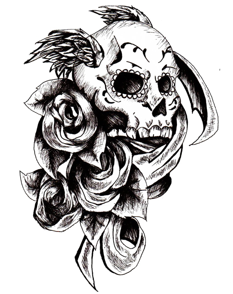 Skull Tattoo Design White Background Png File Download Etsy Denmark