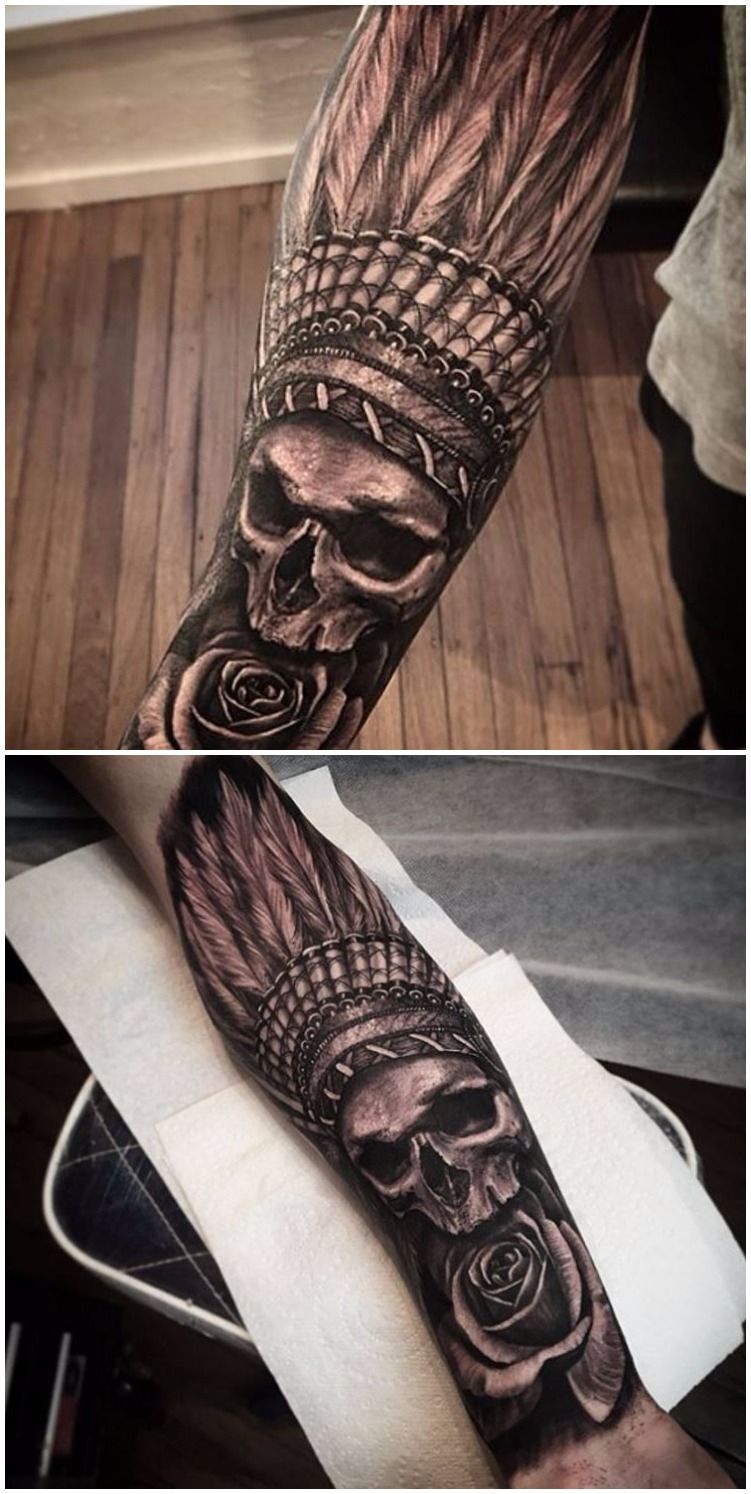 5 Stunning Skull with Indian Headdress Tattoo Ideas