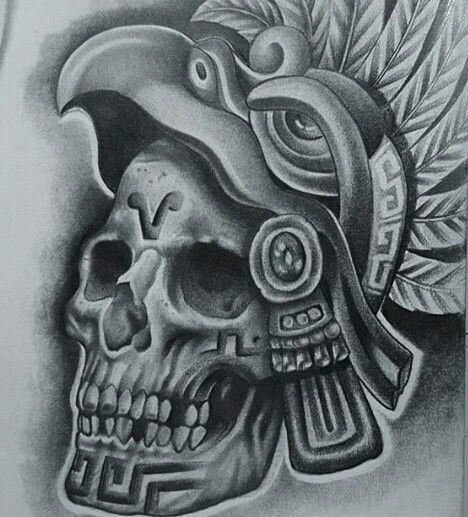 Skulls Chicano Art Aztec Drawing Aztec Art