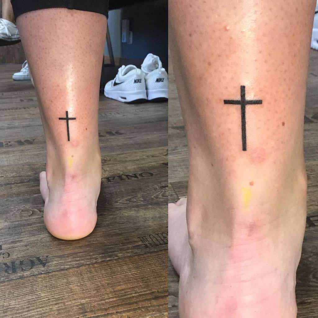 Small Ankle Cross Tattoo In 2024 Ankle Tattoo Cross Cross Necklace