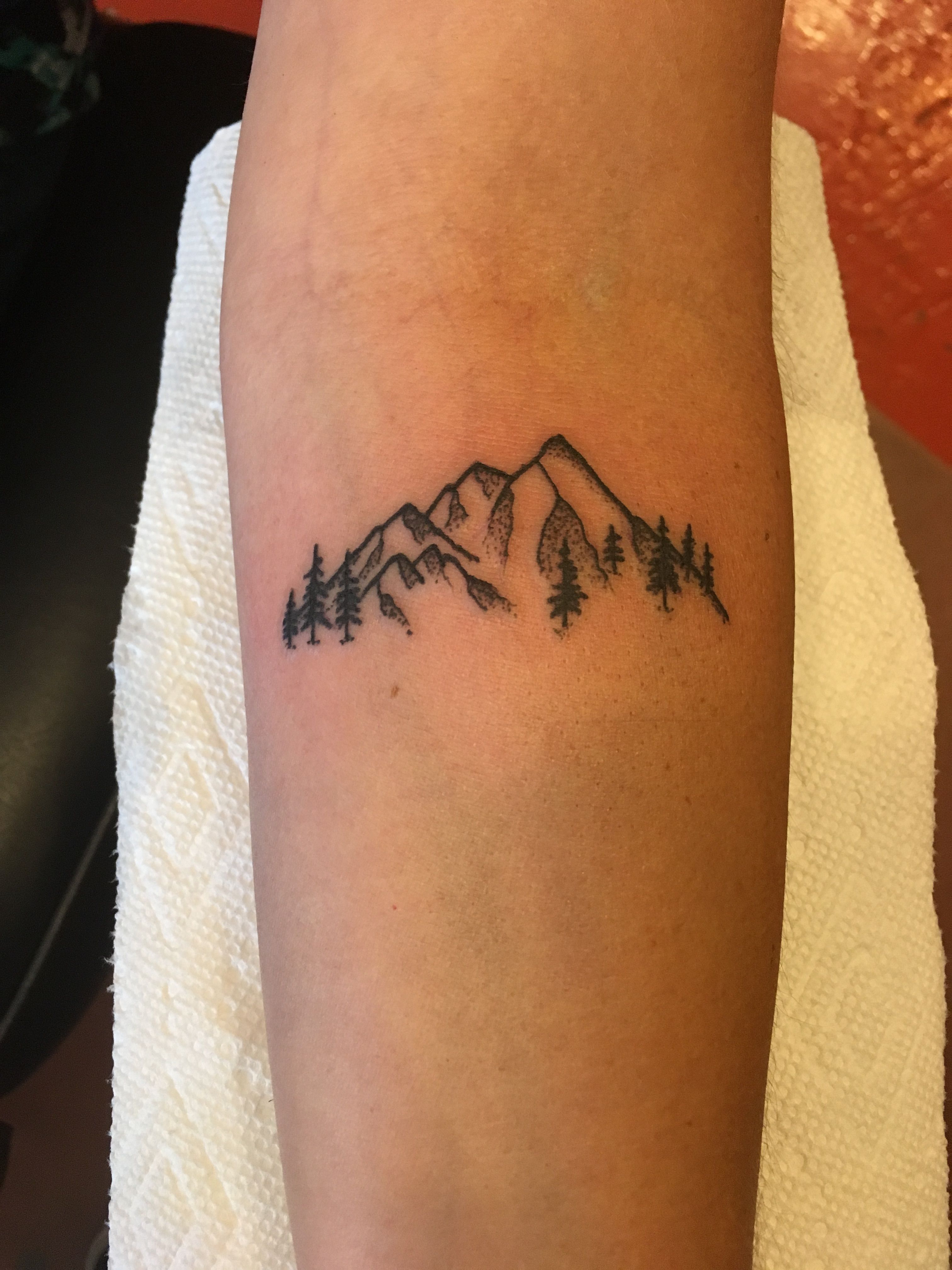 Small Mountains With Reflection Tattoo Tatuagens De Linha Tatuagens