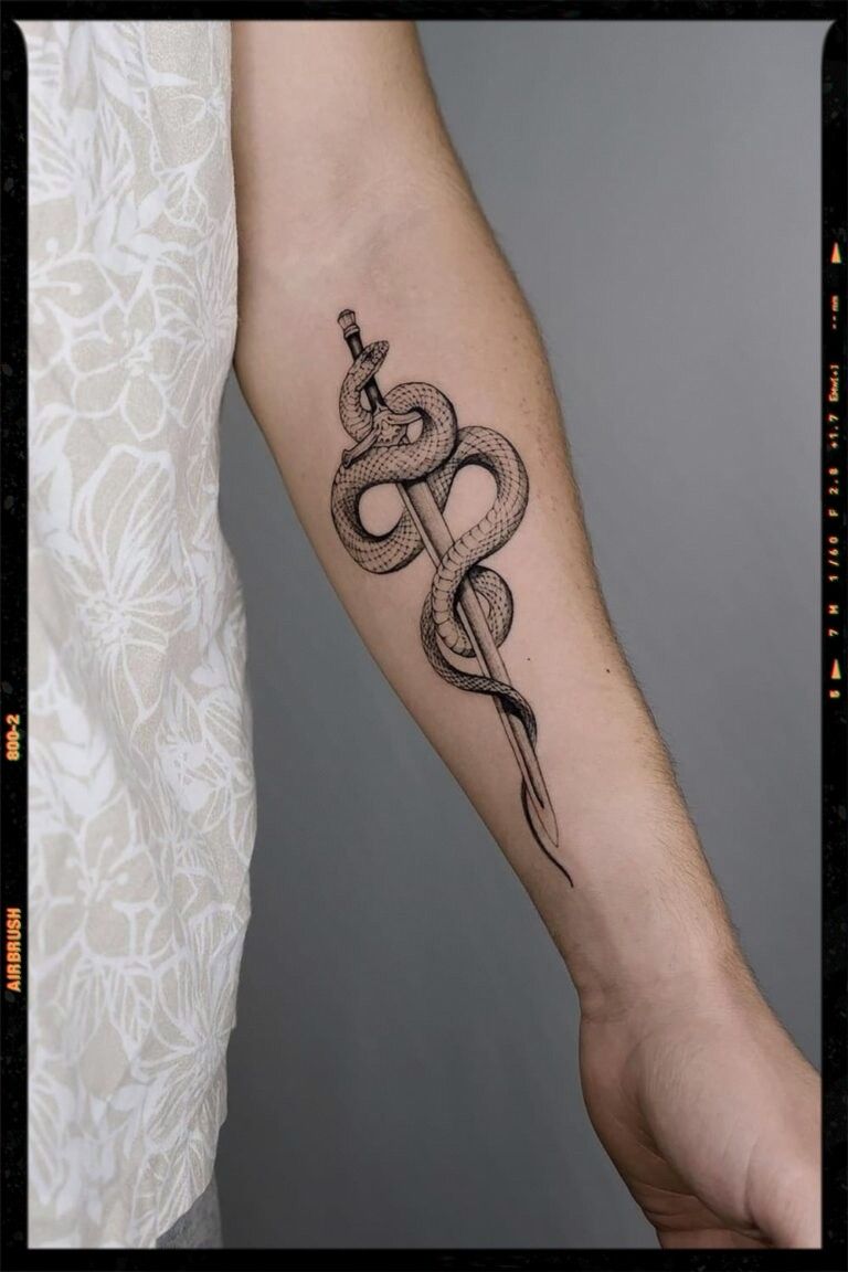 Snake And Sword Tattoo Half Sleeve Tattoos Forearm Leg Tattoos Bicep