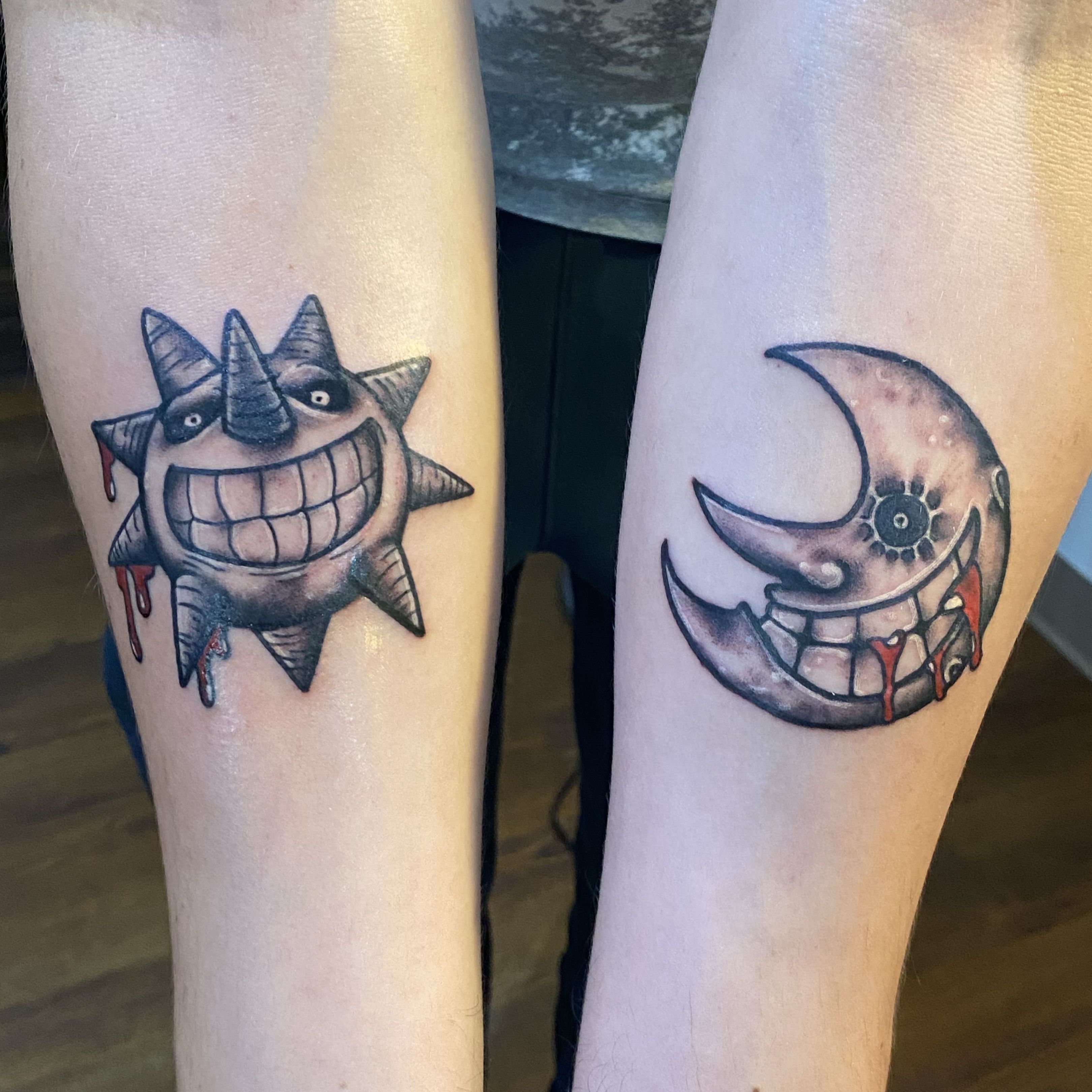 Soul Eater Tattoos On My Thighs Nails At Skinworx Pelham Al Tattoos