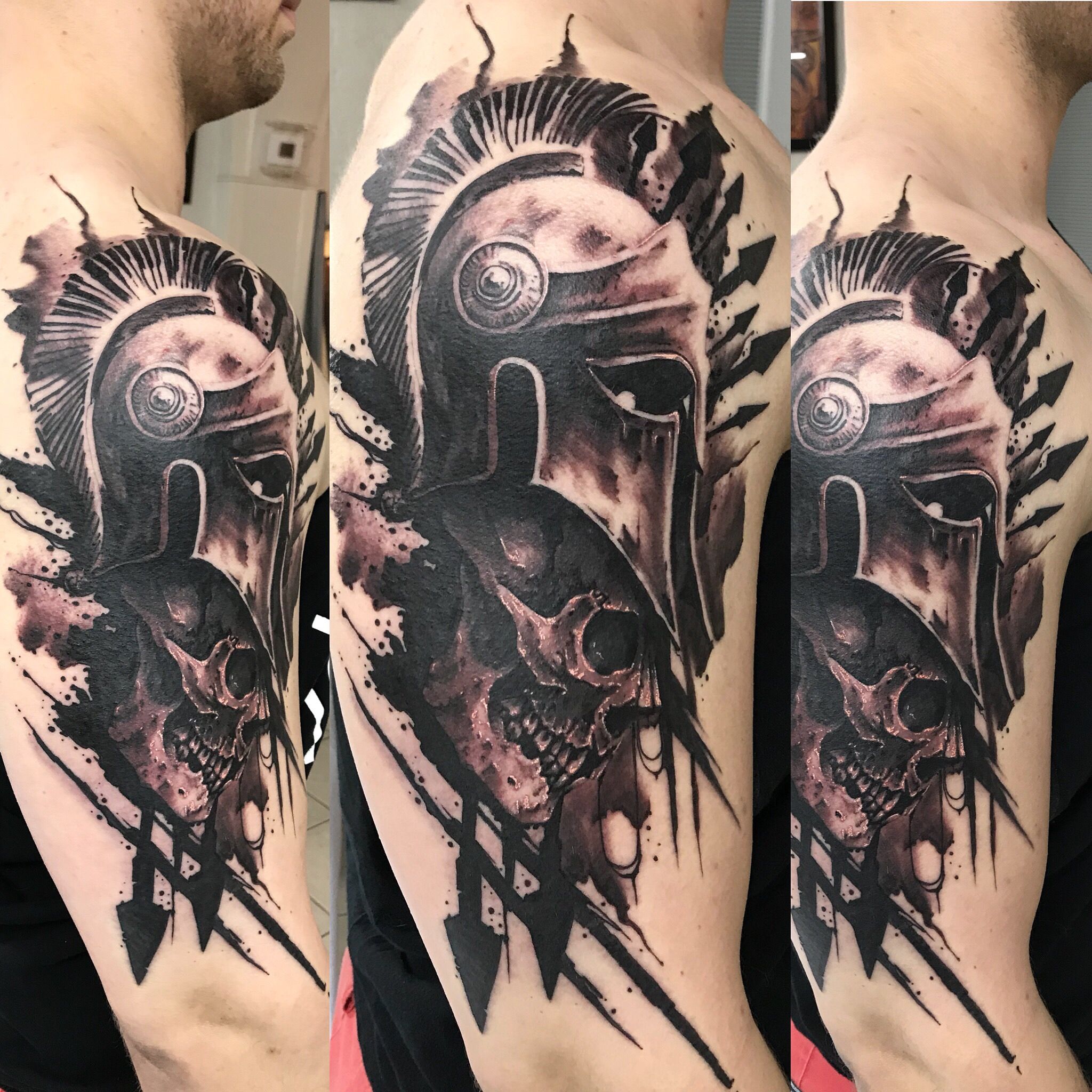 Spartan Helmet Skull Tattoo