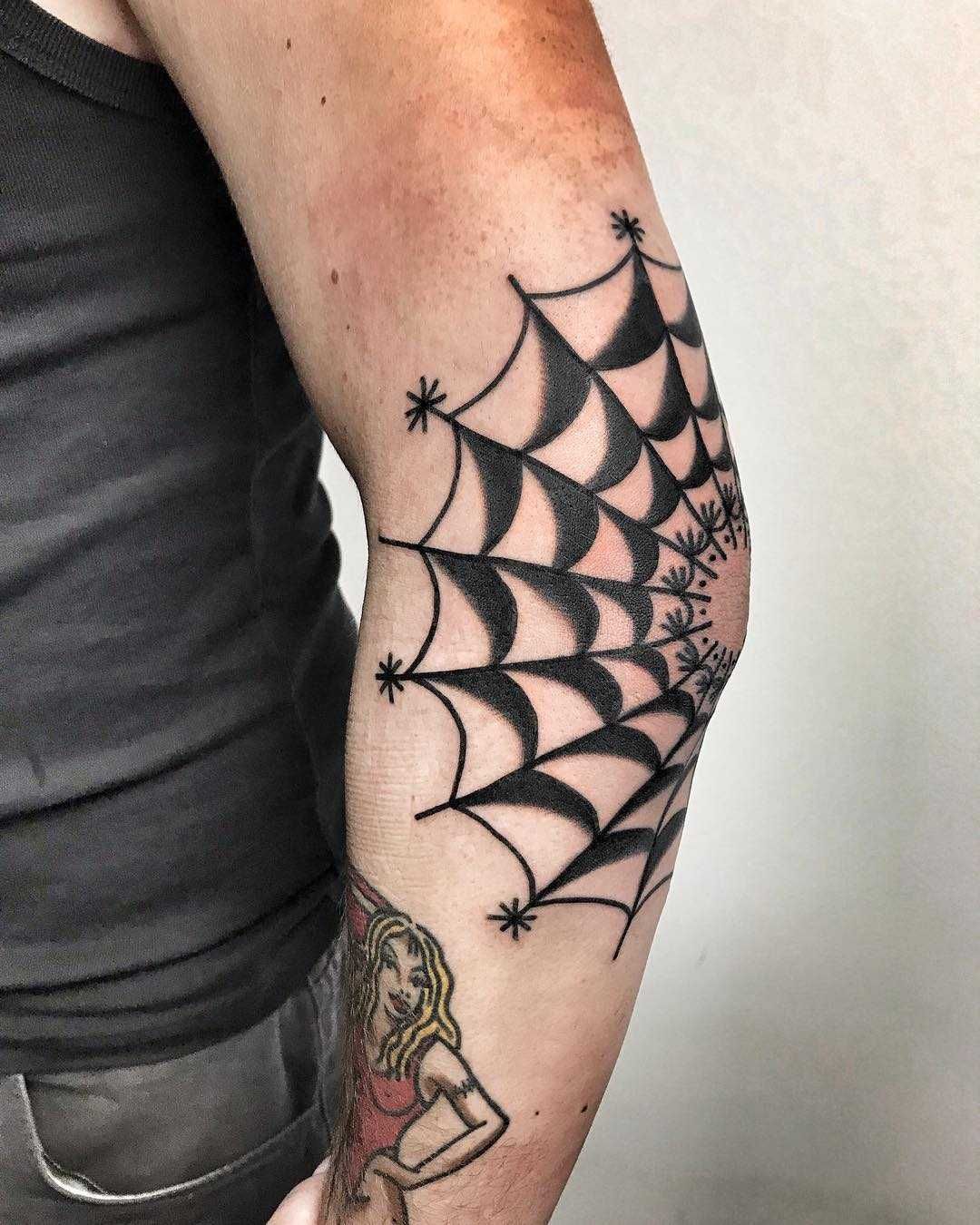 Spider Web Elbow Tattoos